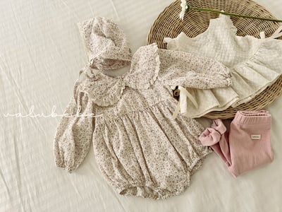 Valubebe14｜(65-80) 翻領碎花包屁衣12