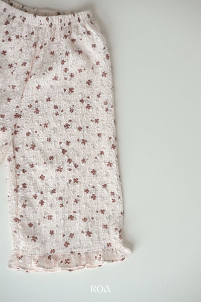 ROA33｜(6m-18m) 2色抓皺碎花荷葉擺長褲13