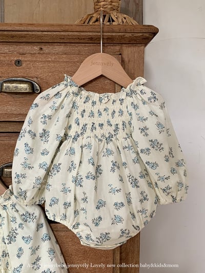 JE569｜(66-120cm) 抓皺碎花公主袖包屁衣/洋裝7