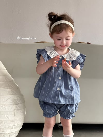 JE724｜(80-110cm) 蕾絲領線條套裝9