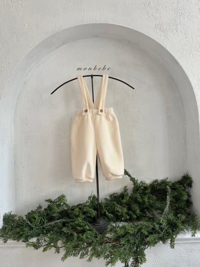 MONBEBE35｜(3m-24m) 簡約絲絨吊帶褲3