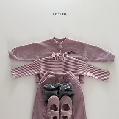 Bonito17｜(75cm-125cm) 磨毛開襟外套壓紋束口褲套裝9