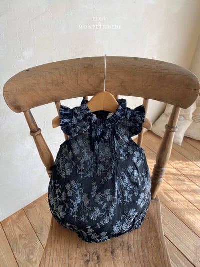 Mon petit02｜(66-90cm) 摺線墨花包屁衣13