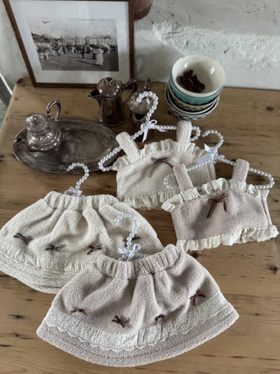 Marron 27｜(1y-6y) 蝴蝶結刷毛短裙1