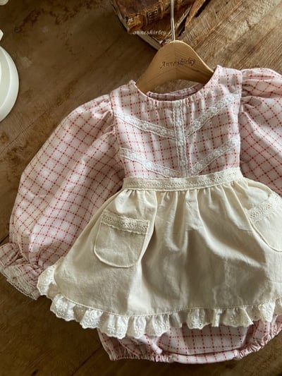 Anne Shirley01｜(3m-22m) 2色格紋蕾絲包屁洋裝5