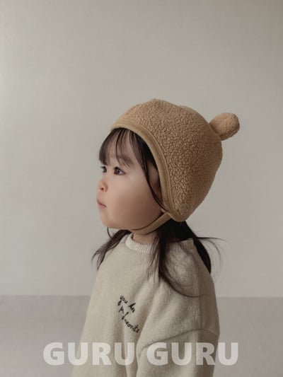 GURU GURU08｜(6m-24m) 3色小熊刷毛綁帶帽13