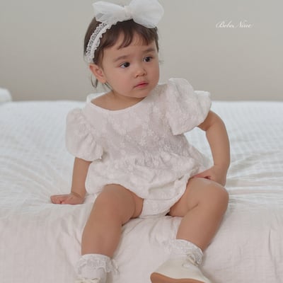 bebe nine27  (6m-24m) 2色緞帶蝴蝶結包屁衣12