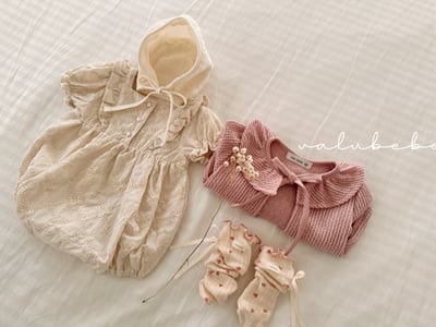 Valubebe38｜(65-80) 蕾絲小花包屁衣15