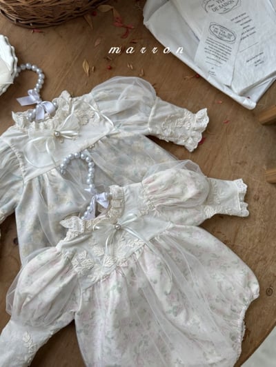 Marron29｜(3m-18m) 古典玫瑰薄紗包屁衣19