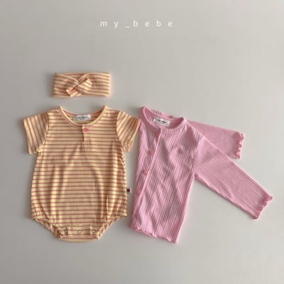 my_bebe17｜(58-72cm) 羅紋包屁衣含髮帶5