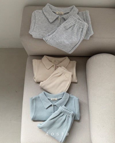 AOSTA33｜(6m-5y) 華夫格縮口長褲11