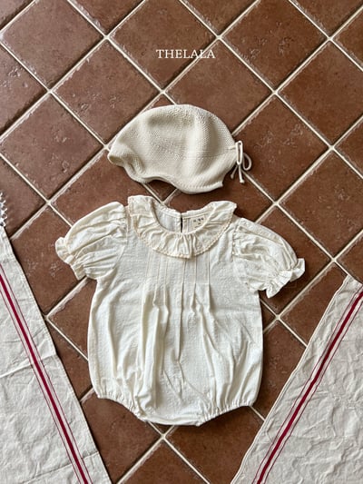 thelala50｜ (0m-18m) 滾邊荷葉領公主袖包屁衣7