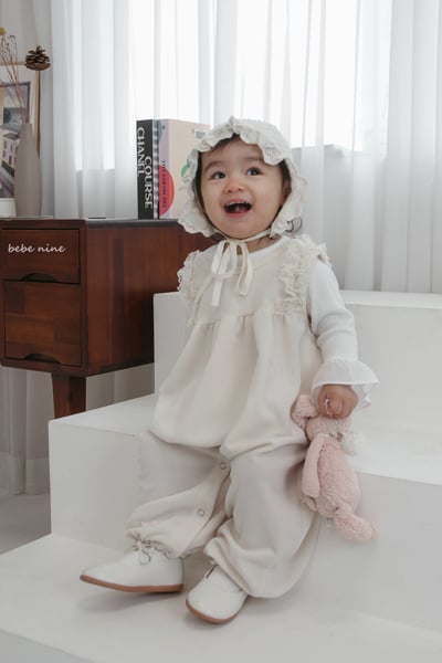 bebe nine26 (65-90) 2色蕾絲滾邊綁帶連身衣4