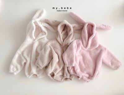 my_bebe20｜(-6m-12m-) 刷毛小兔連帽包屁衣8
