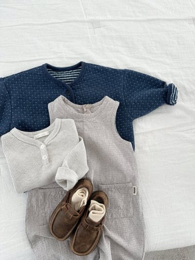 MiniRobe50｜(70-110) 菱格紋雙口袋開襟外套13