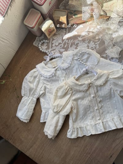 Marron62｜(1y-6y) 蕾絲公主袖襯衫11