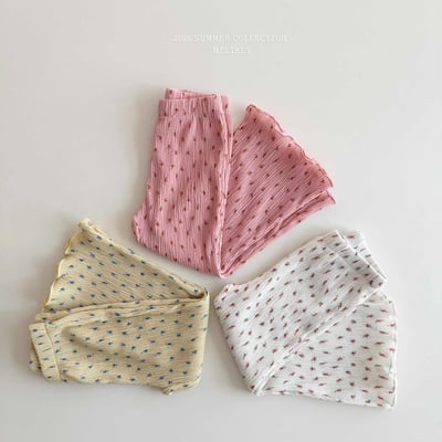 Melikey09｜(75-125cm) 碎花褶皺小喇叭褲6