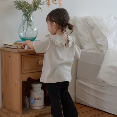 bebe nine06  (65cm-115cm) 3色荷葉娃娃領上衣11