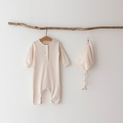 LEMONADE13｜(55cm-85cm) 4色素面排扣連身衣含帽子5