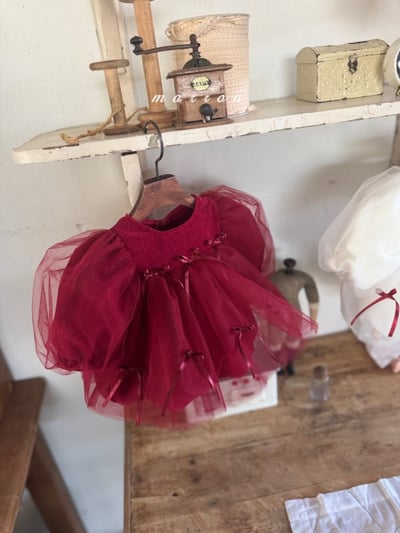 Marron 69｜(3m-18m) 蝴蝶緞帶薄紗蓬蓬裙包屁衣5