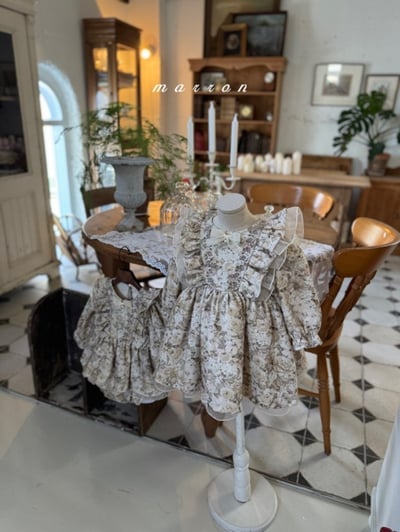 Marron 66｜(1y-6y) 古典碎花荷葉洋裝11
