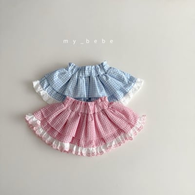 my_bebe27｜(80-120cm) 格紋蓬蓬褲裙1