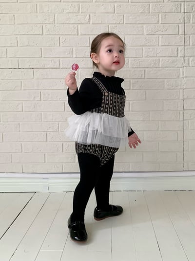 JE613｜(73cm-100cm) 小花薄紗吊帶包屁裙/花邊領上衣13