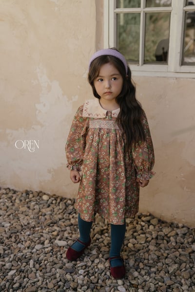 OREN07｜(85-120cm) 方領碎花燈心絨洋裝13