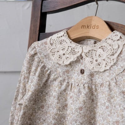 M-KIDS47｜(65-80cm) 2色蕾絲領碎花燈籠褲套裝7