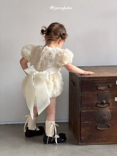 JE694｜(66-90cm)  蕾絲花邊緞帶包屁衣6