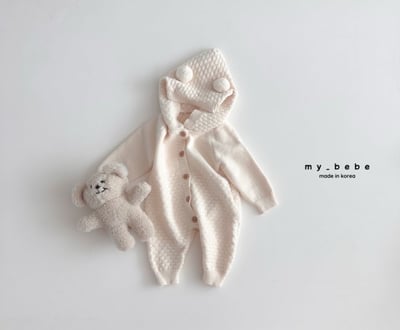 my_bebe30｜(-3m-18m-) 小毛球連帽針織連身衣2