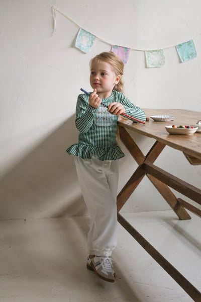 FLO30｜(75-140) 2色荷葉花瓣邊縮口長褲21