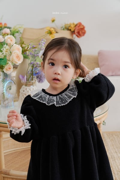 bebe nine32 (65cm-115cm) 2色蕾絲領綁帶洋裝5