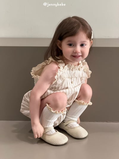 JE691｜(66-90cm)  蕾絲花邊條紋無袖包屁衣13