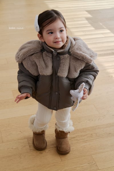 bebe nine36 (65cm-115cm) 2色刷毛暗釦拉鍊連帽小兔外套(帽可拆)4