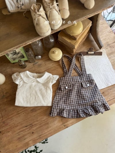 Marron28｜(1y-6y) 格紋吊帶荷葉裙14