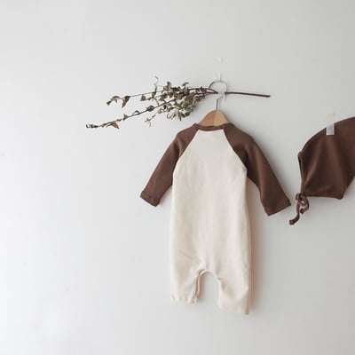 LEMONADE47｜(55cm-85cm) 3色撞色口袋連身包屁衣含帽子8