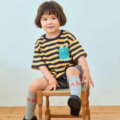 1st blue28｜(~93-118cm) 恐龍口袋條紋上衣8