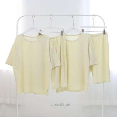 LIME&BLUE30｜(55-118cm MOM-DAD)  透氣素色親子套裝10