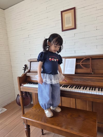 Color11｜(75-115cm) 蕾絲紗裙格紋縮口褲3