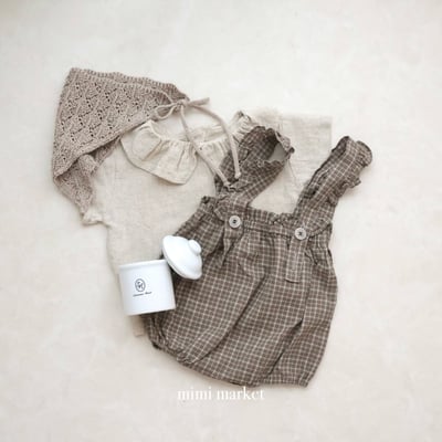 mimi market29 (75-90cm)  花邊格子吊帶褲8