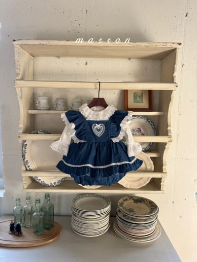 Marron33｜(3m-18m) 愛心刺繡蕾絲花邊包屁衣9