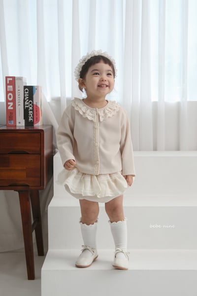 bebe nine15  (65-115) 2色蕾絲領開襟外套2