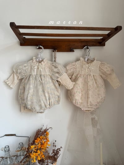 Marron29｜(3m-18m) 古典玫瑰薄紗包屁衣12