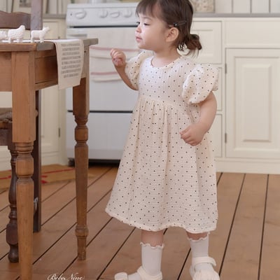 bebe nine34  (65cm-115cm) 2色點點公主袖連身裙1