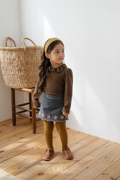 OREN24｜(85-120cm) 復古小雛菊刺繡褲裙1