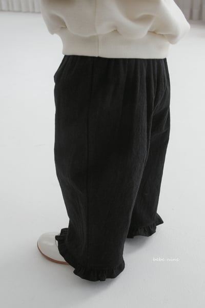 bebe nine34  (65-115) 3色荷葉邊寬版長褲2