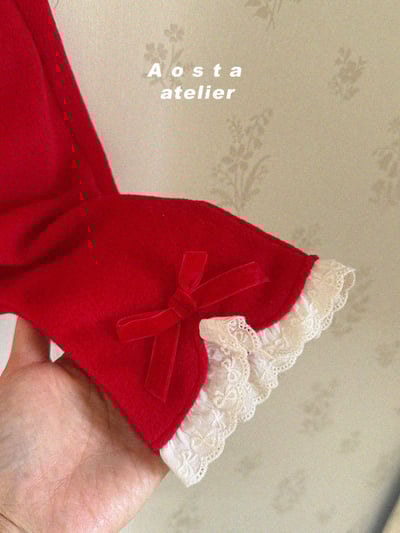 AOSTA67｜(6m-5y) 蝴蝶結蕾絲微喇叭褲24