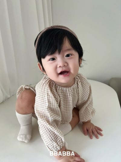 BBABBA08｜(60cm-83cm-mom) 2色棉質奶油格紋套裝5