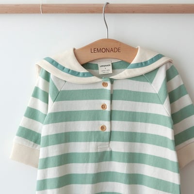 LEMONADE29｜(55cm-85cm) 2色粗條紋包屁衣含帽子11